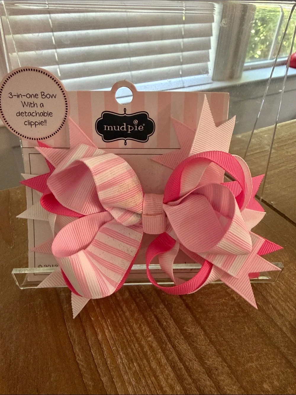 Mud Pie Pink Striped Layered Hair Bow